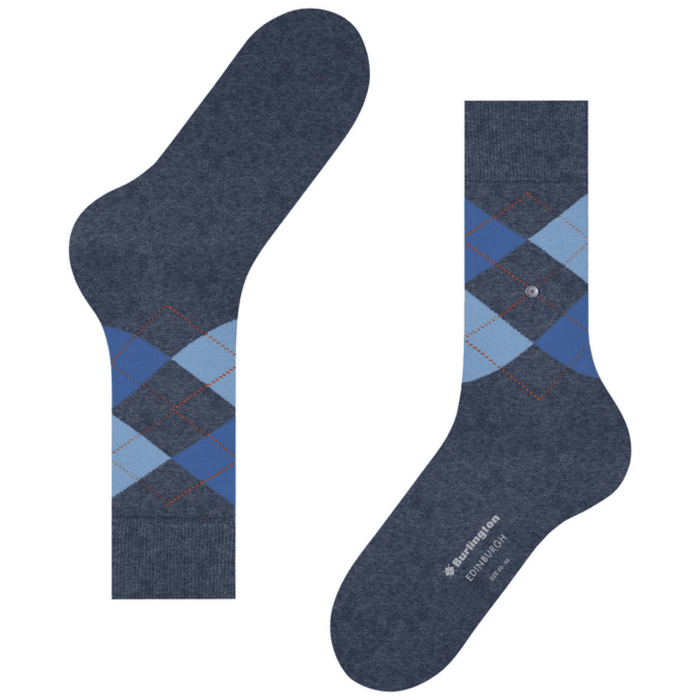 Burlington Socks Edinburgh Socks - Dark Grey/Blue