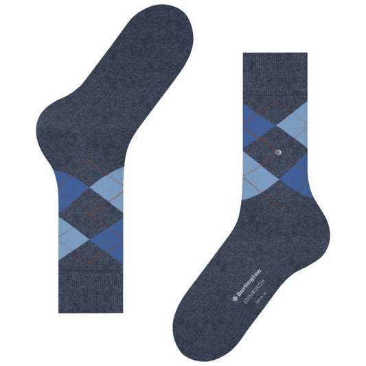 Burlington Socks Edinburgh Socks - Dark Grey/Blue