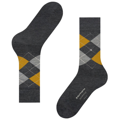 Burlington Socks Edinburgh Socks - Grey/Yellow