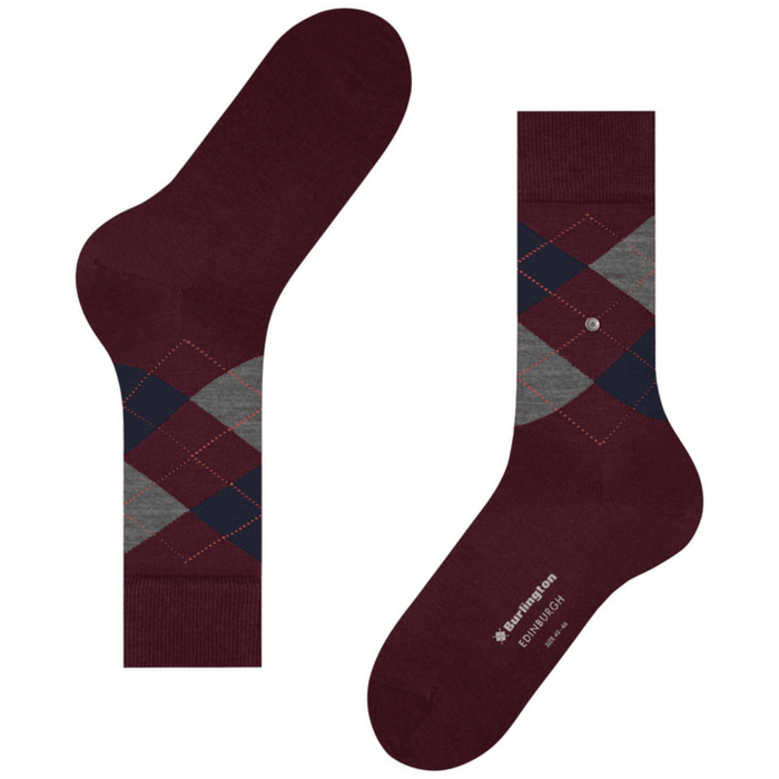 Burlington Socks Edinburgh Socks - Wine/Navy