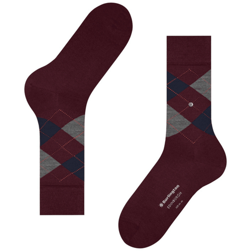 Burlington Socks Edinburgh Socks - Wine/Navy