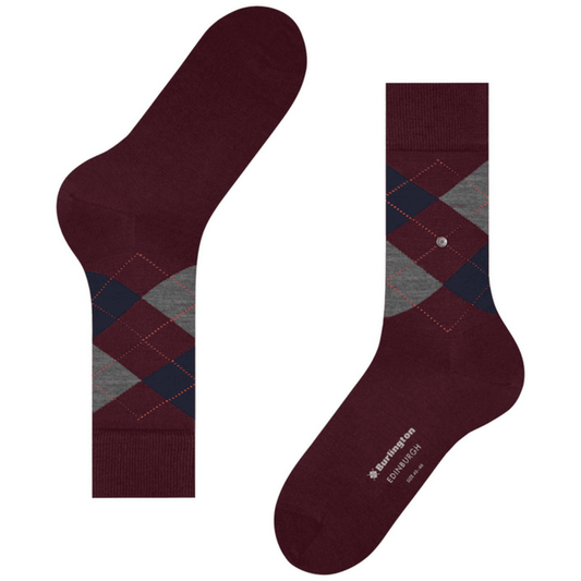 Burlington Socks Edinburgh Socks - Wine/Navy