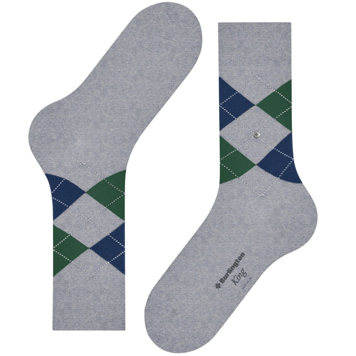 Burlington Socks King Socks - Grey, Green and Navy