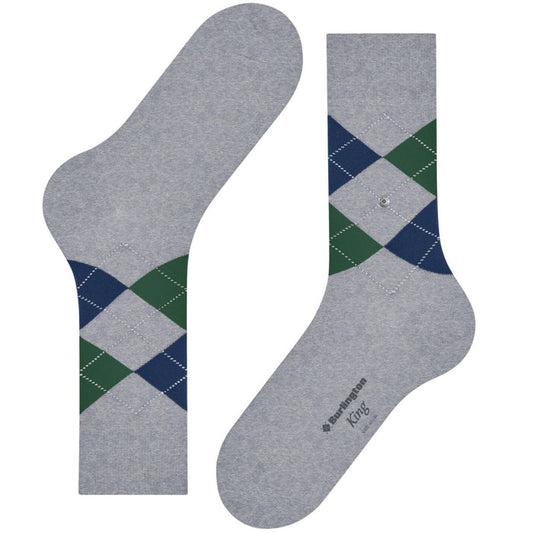 Burlington Socks King Socks - Grey, Green and Navy