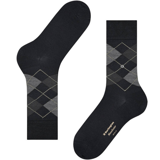 Burlington Socks Manchester Socks - Black and Grey