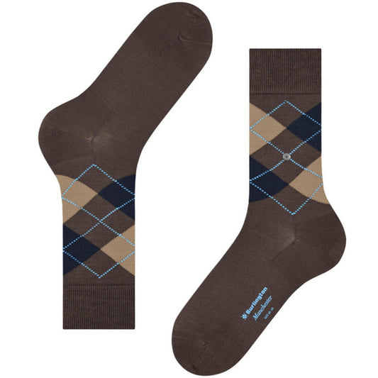 Burlington Socks Manchester Socks - Brown and Navy