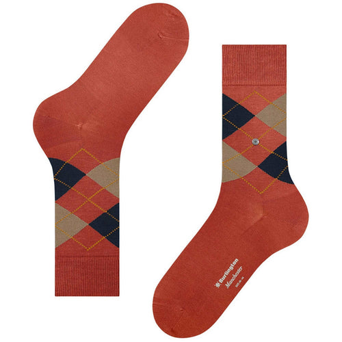 Burlington Socks Manchester Socks - Orange/Navy