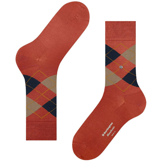 Burlington Socks Manchester Socks - Orange/Navy