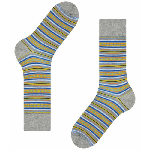 Burlington Socks Square Stripe Men Socks - Light Grey
