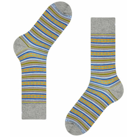 Burlington Socks Square Stripe Men Socks - Light Grey