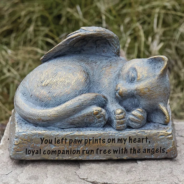 Cat with Wings Memorial Garden Statue, 6"L | Roman