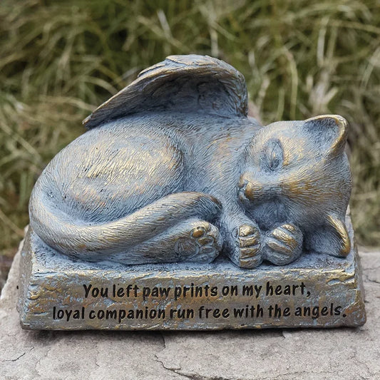 Cat with Wings Memorial Garden Statue, 6"L | Roman