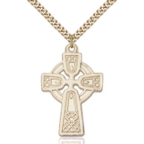 Celtic Cross Necklace Gold Filled 24"