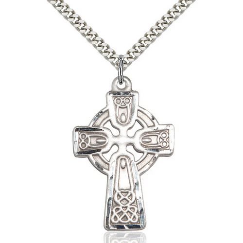 Celtic Cross Necklace Sterling Silver 24"