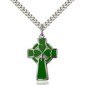 Celtic Cross with Green and Silver 24"