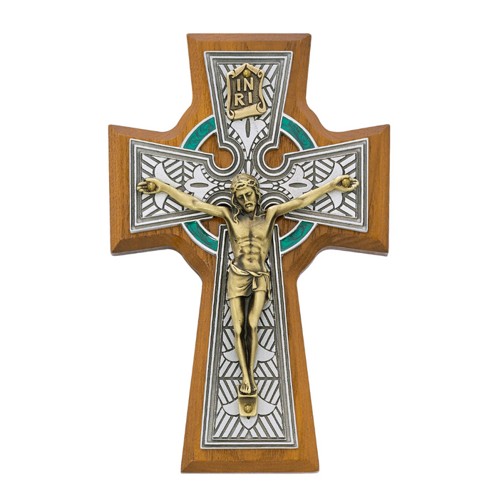 Celtic Crucifix - 5 1/2" Walnut Stained, Boxed