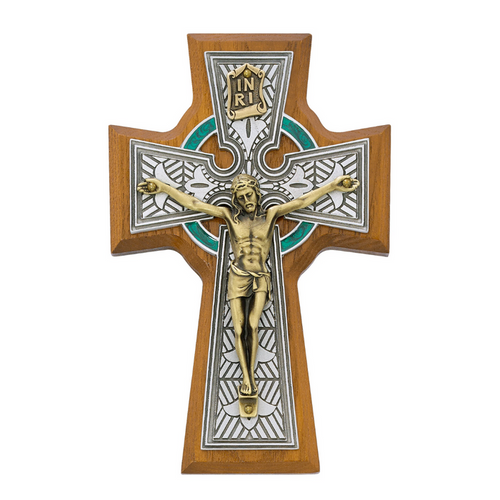 Celtic Crucifix - 5 1/2" Walnut Stained, Boxed
