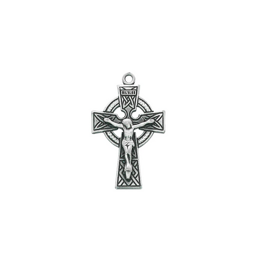 Celtic Crucifix Necklace - Sterling Silver 24"