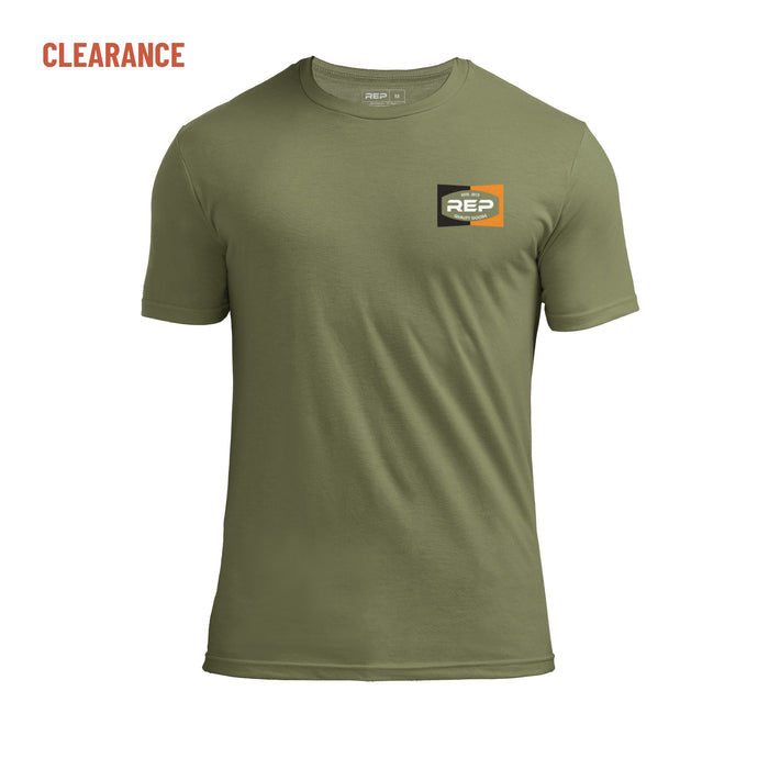 The REP Fitness Ignition Tri-Blend Crew T-Shirt in Heather Olive/White front in Clearance
