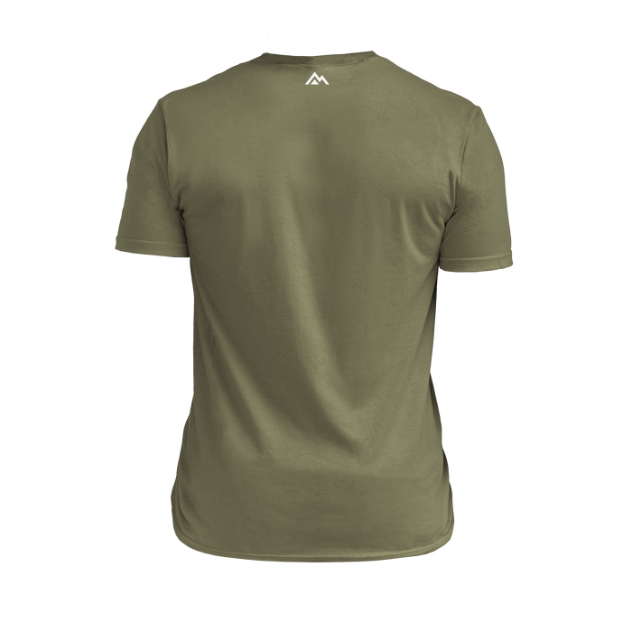 The REP Fitness Ignition Tri-Blend Crew T-Shirt in Heather Olive/White back