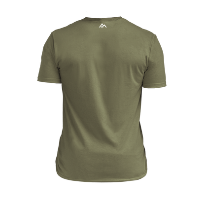 The REP Fitness Ignition Tri-Blend Crew T-Shirt in Heather Olive/White back
