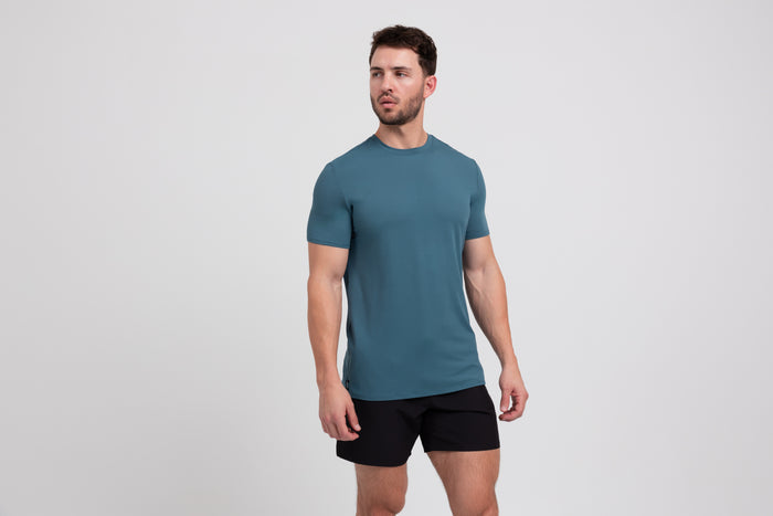 The REP Fitness Men's Delta Shirt in Slate front, angled