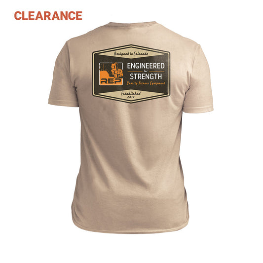 The REP Fitness Men's Engineered Tri-Blend Crew T-Shirt on Clearance in Heather Desert/Brown back