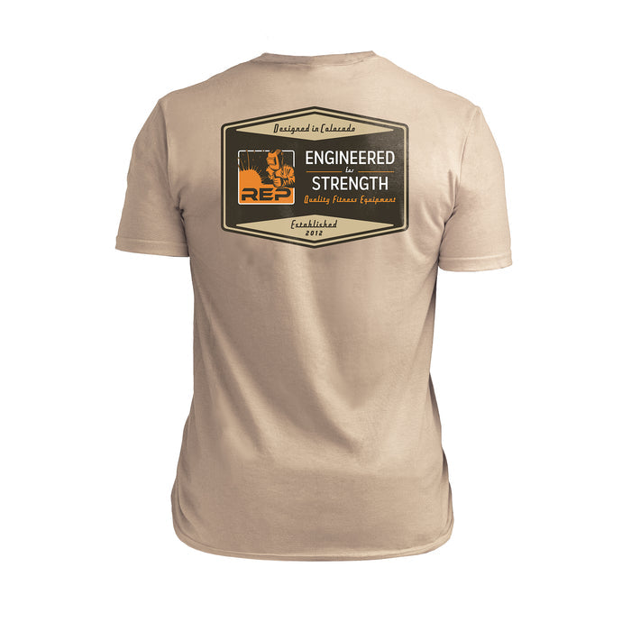Clearance for the REP Fitness Men's Engineered Tri-Blend Crew T-Shirt in Heather Desert/Brown back