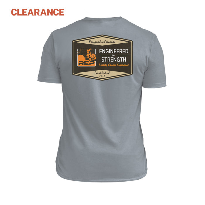 The REP Fitness Men's Engineered Tri-Blend Crew T-Shirt on Clearance in Heather Flint/Brown back