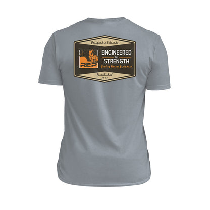 The REP Fitness Men's Engineered Tri-Blend Crew T-Shirt in Heather Flint/Brown back