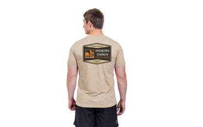 The REP Fitness Men's Engineered Tri-Blend Crew T-Shirt in Heather Desert/Brown back