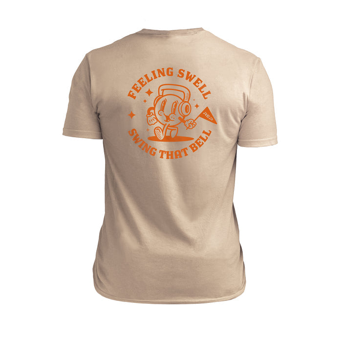 The REP Fitness Men's Feeling Swell Tri-Blend Crew T-Shirt in Heather Desert/Orange back