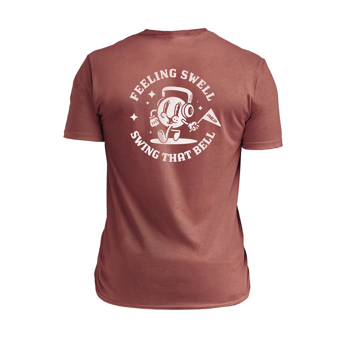 The REP Fitness Men's Feeling Swell Tri-Blend Crew T-Shirt in Heather Russet/White back