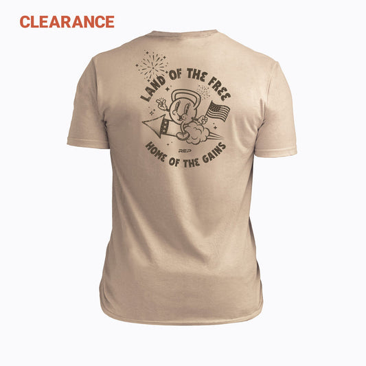 The REP Fitness Men's Liberty Bell Tri-Blend Crew T-Shirt in Heather Desert/Brown back
