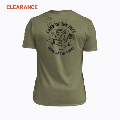 The REP Fitness Men's Liberty Bell Tri-Blend Crew T-Shirt in Heather Olive/Black back