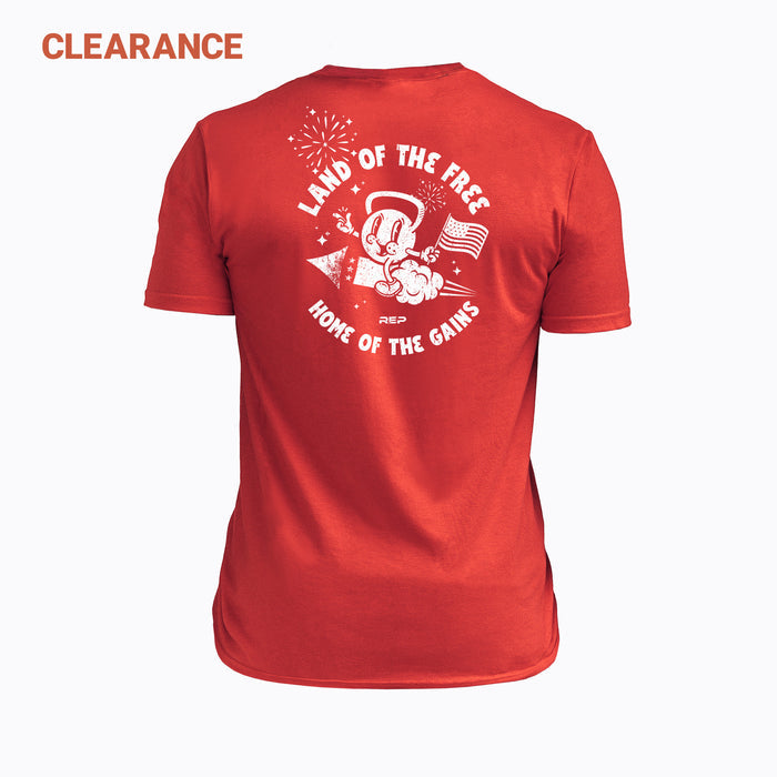 The REP Fitness Men's Liberty Bell Tri-Blend Crew T-Shirt in Heather Red/White back