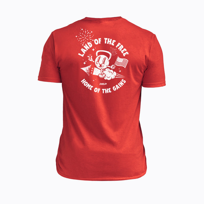 The REP Fitness Men's Liberty Bell Tri-Blend Crew T-Shirt in Heather Red/White back