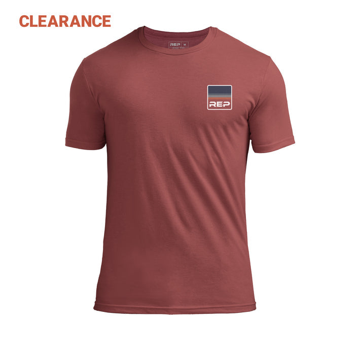 The REP Fitness Rise Tri-Blend Crew T-Shirt in Heather Russet/Blue front