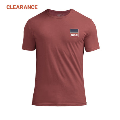 The REP Fitness Rise Tri-Blend Crew T-Shirt in Heather Russet/Blue front