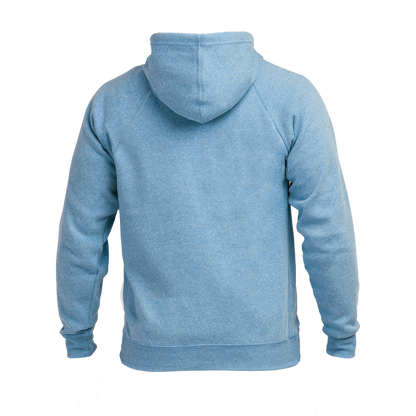 The REP Fitness Unisex Zip Hoodie in Heather Light Blue/Silver back