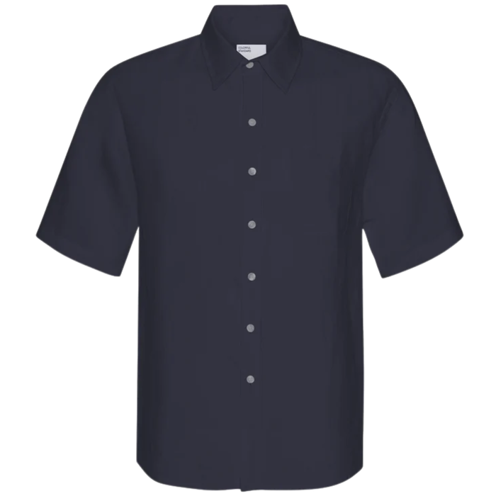 Colorful Standard Linen Short Sleeve Shirt - Navy Blue