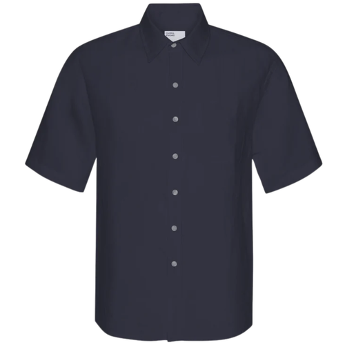 Colorful Standard Linen Short Sleeve Shirt - Navy Blue