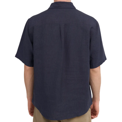 Colorful Standard Linen Short Sleeve Shirt - Navy Blue