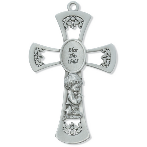 Cross - 6in Pewter Baby Boy's Cross