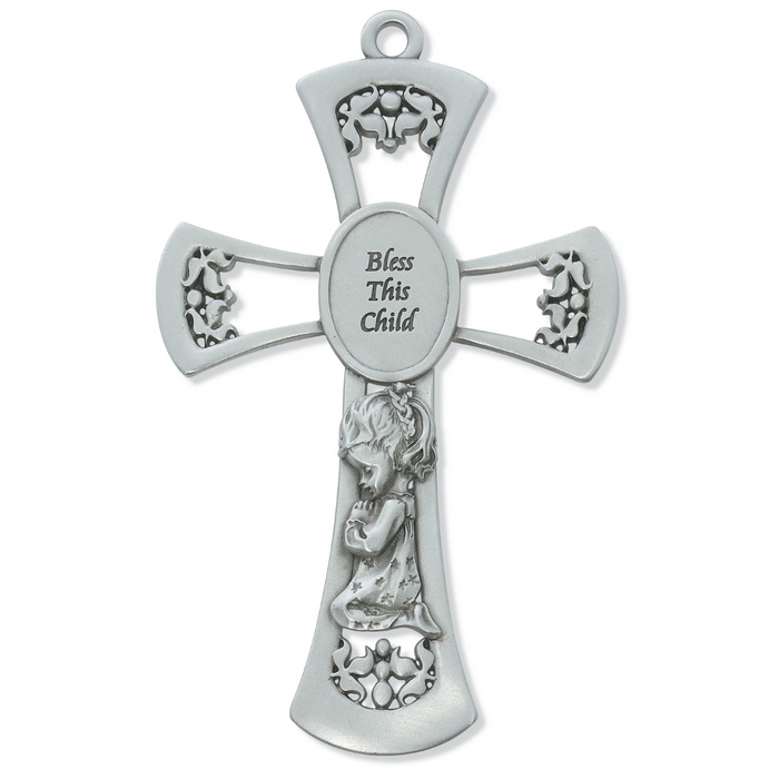 Cross - 6in Pewter Baby Girl's Cross