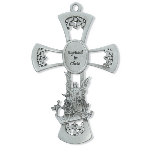 Cross - 6in Pewter Guardian Angel Cross