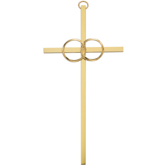 Cross - 6in. Polished Brass Wedding Cross Boxed