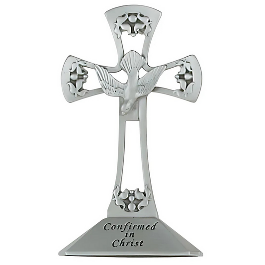 Cross 4in Standing Pewter Confirmation Cross Box