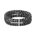 Cross Bracelet, Black and Silver 7"L