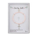 Cross Bracelet Pink 6"L